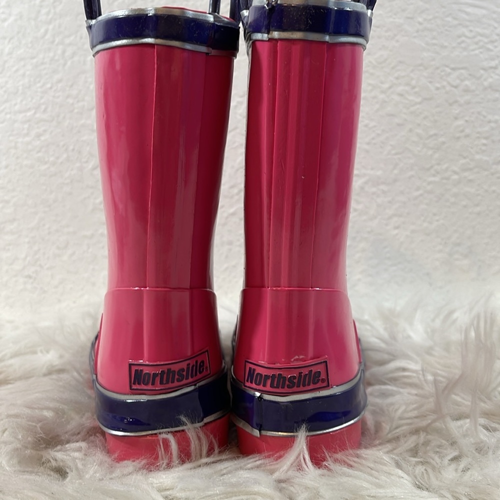 Northside Little Girls' Classic Solid Rainboot Pink / Purple Slip On Size 12 NEW - Picture 6 of 16
